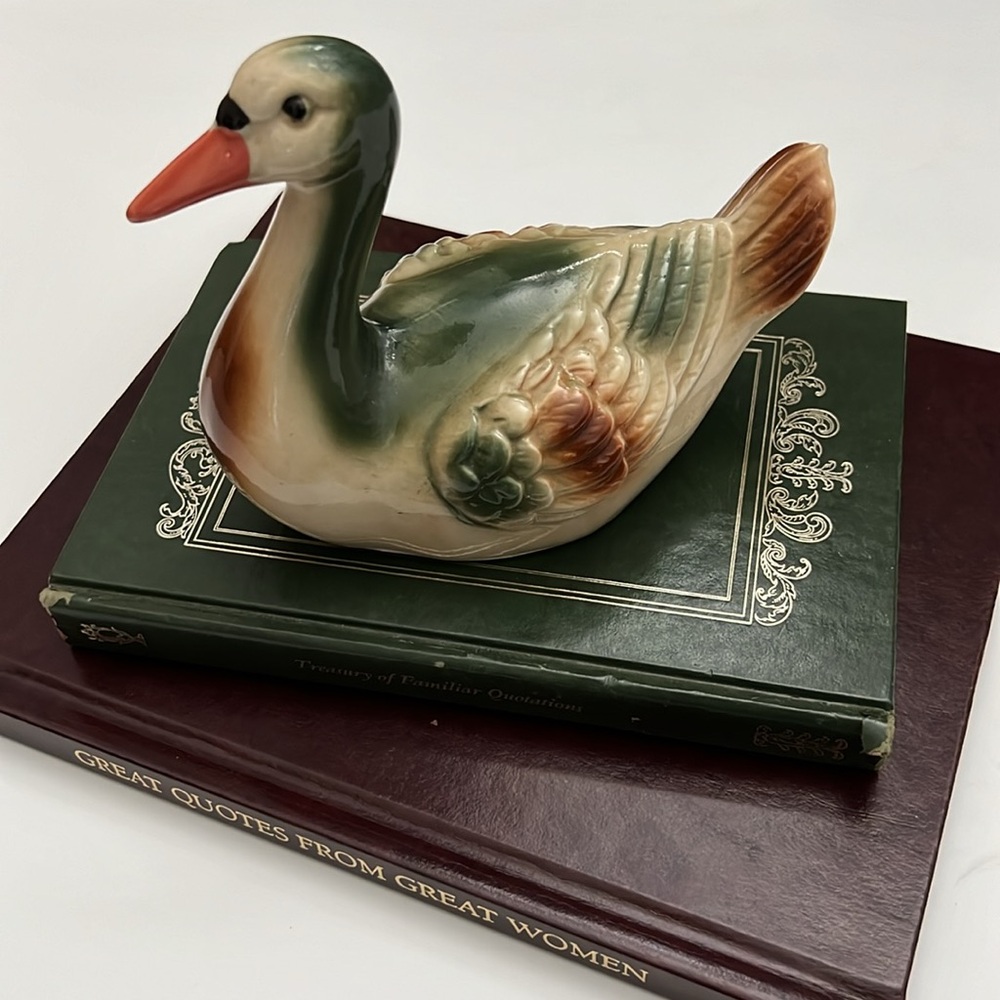Vintage Glazed Ceramic Duck Figure Figurine Decor Made in Brazil